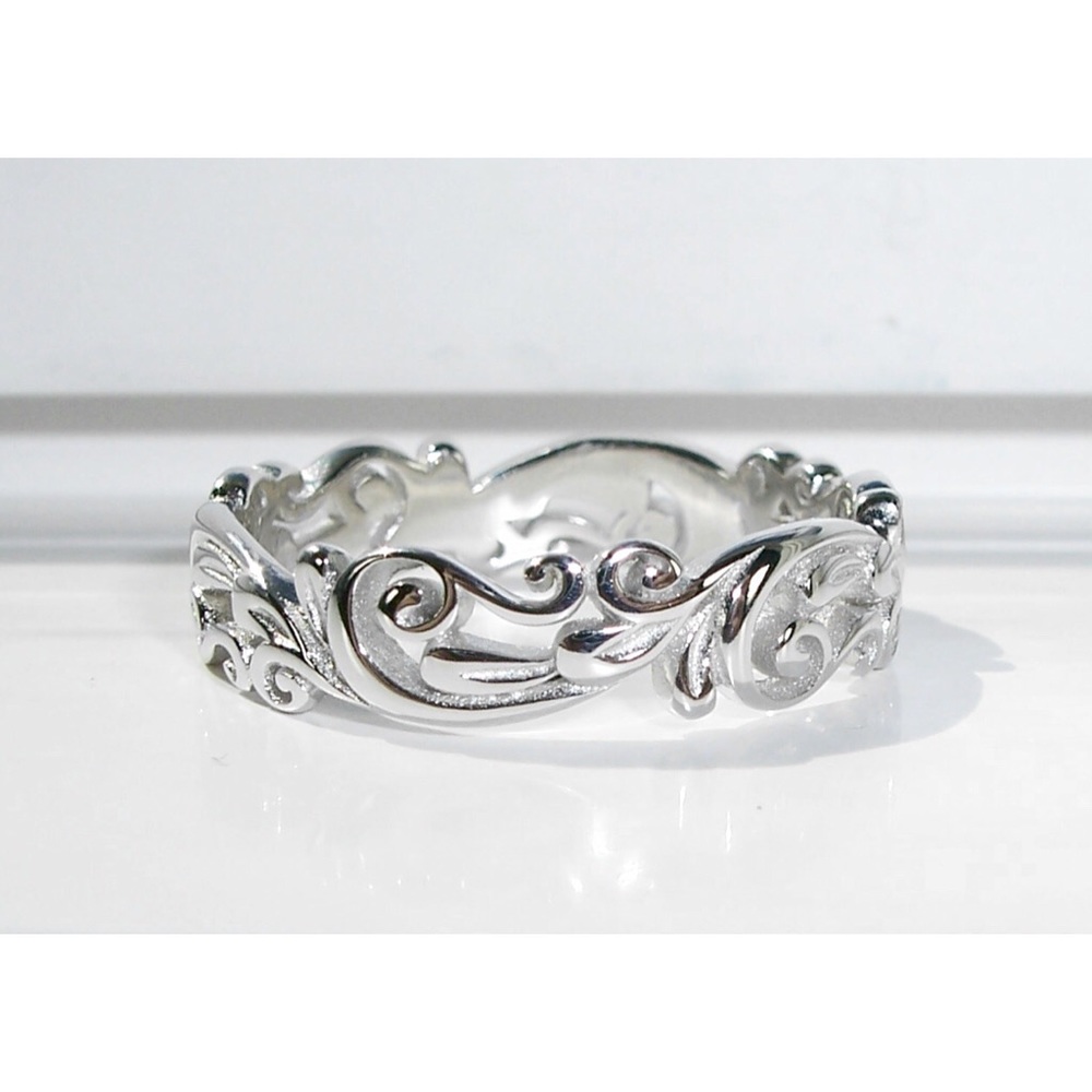 925 STERLING SILVER Open Work Swirls 5.3 (mm) Band Ring Sizes 2-13 - Picture 4 of 16